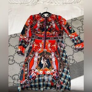 Elegant Red and Black Patterned Dress